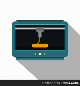 3D printer icon. Flat illustration of 3D printer vector icon for web on white background. 3D printer icon, flat style
