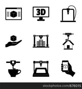 3d printer innovation icon set. Simple set of 9 3d printer innovation vector icons for web isolated on white background. 3d printer innovation icon set, simple style