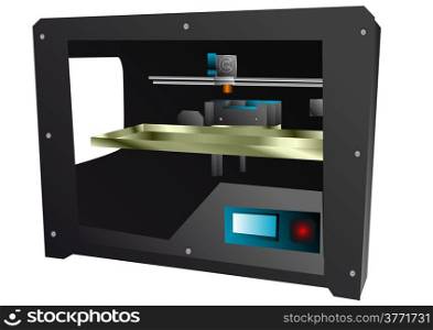 3d printer isolated on a white background