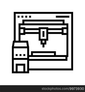 3d printer line icon vector. 3d printer sign. isolated contour symbol black illustration. 3d printer line icon vector illustration