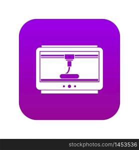 3D printer printing cup icon digital purple for any design isolated on white vector illustration. 3D printer printing cup icon digital purple