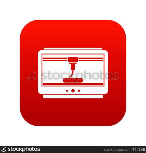 3D printer printing cup icon digital red for any design isolated on white vector illustration. 3D printer printing cup icon digital red