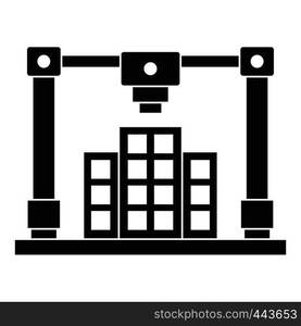 3d printer printing layout of building icon in simple style isolated vector illustration. 3d printer printing layout of building icon simple