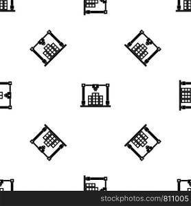 3d printer printing layout of building pattern repeat seamless in black color for any design. Vector geometric illustration. 3d printer printing layout of building pattern seamless black