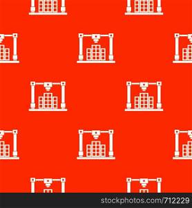 3d printer printing layout of building pattern repeat seamless in orange color for any design. Vector geometric illustration. 3d printer printing layout of building pattern seamless