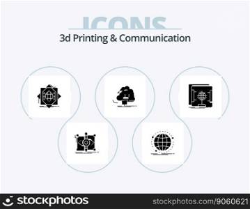 3d Printing And Communication Glyph Icon Pack 5 Icon Design. energy. cloud. network. forming. fabrication