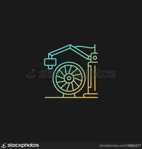 3d printing for aerospace industry gradient vector icon for dark theme. Achieve high aircraft performance. Thin line color symbol. Modern style pictogram. Vector isolated outline drawing. 3d printing for aerospace industry gradient vector icon for dark theme