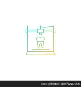 3d printing for dentistry gradient linear vector icon. Dental implants production. Innovation in medical field. Thin line color symbol. Modern style pictogram. Vector isolated outline drawing. 3d printing for dentistry gradient linear vector icon