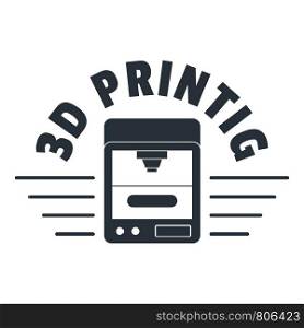 3d printing logo. Simple illustration of 3d printing vector logo for web. 3d printing logo, simple gray style