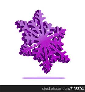 3d purple snowflake isolated on white gradient background.