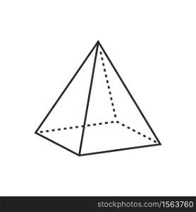 3D pyramid with simple lines and dots geometric shape. Outline vector figure icon for website or mobile app.. 3D pyramid with simple lines and dots geometric shape.