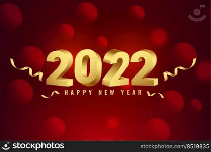 3d realistic 2022 new year golden and red card design