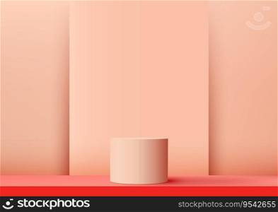 3D realistic beige podium stand is a modern and minimalist design. It is perfect for displaying products in a retail store, showroom, or exhibition. Vector illustration