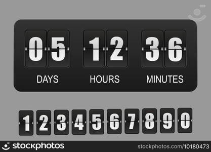 3d realistic Countdown timer. Vector flip clock Template for your design. Countdown timer. Vector flip clock for your design
