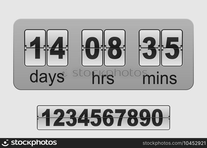 3d realistic Countdown timer. Vector flip clock Template for your design. Countdown timer. Vector flip clock for your design
