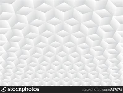 3D realistic geometric symmetry white and gray gradient color cubes pattern background and texture. Vector illustration