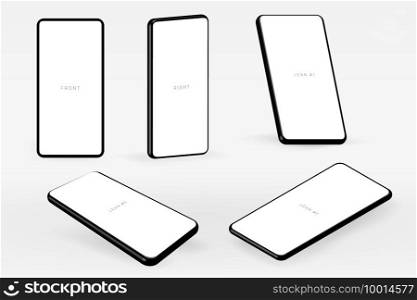 3D Realistic Isolated Mobile Screen Vector Template