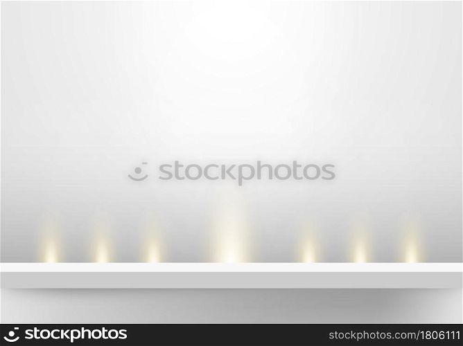 3D realistic minimal scene empty background white floor stage with spotlight. You can use for presentation, concert, party, exhibition, showcase, etc. Vector illustration