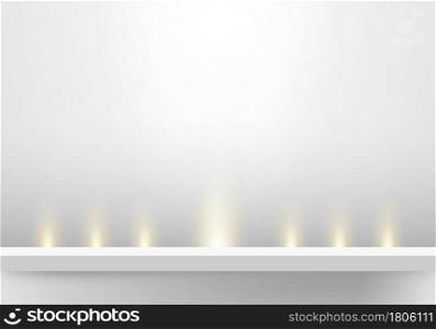 3D realistic minimal scene empty background white floor stage with spotlight. You can use for presentation, concert, party, exhibition, showcase, etc. Vector illustration