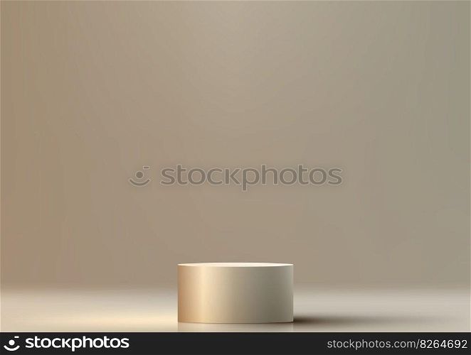 3D realistic modern luxury style shiny golden metallic podium stand minimal wall scene on clean background. You can use for beauty cosmetic presentation, showcase mockup, showroom, product stand promotion, etc. Vector illustration
