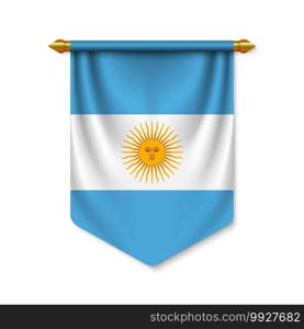3d realistic pennant with flag of Argentina. Vector illustration. 3d realistic pennant with flag