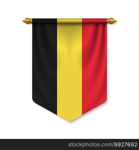 3d realistic pennant with flag of Belgium. Vector illustration. 3d realistic pennant with flag
