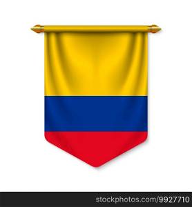 3d realistic pennant with flag of Colombia. Vector illustration. 3d realistic pennant with flag