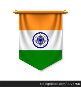 3d realistic pennant with flag of India. Vector illustration. 3d realistic pennant with flagn