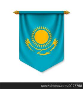 3d realistic pennant with flag of Kazakhstan. Vector illustration. 3d realistic pennant with flagn