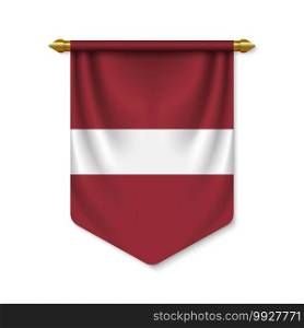 3d realistic pennant with flag of Latvia. Vector illustration. 3d realistic pennant with flag