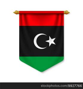 3d realistic pennant with flag of Libya. Vector illustration. 3d realistic pennant with flag