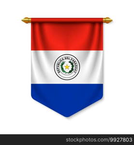 3d realistic pennant with flag of Paraguay. Vector illustration. 3d realistic pennant with flag