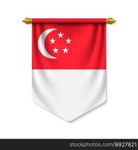 3d realistic pennant with flag of Singapore. Vector illustration. 3d realistic pennant with flagn