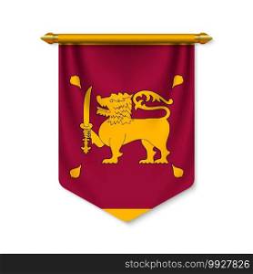 3d realistic pennant with flag of Sri Lanka. Vector illustration. 3d realistic pennant with flagn