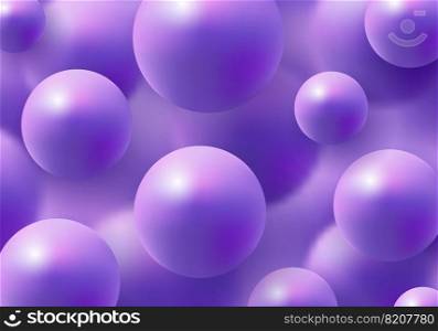 3D realistic purple balls on blurred effect elements background luxury style. You can use for product cosmetic, brochure, banner, poster, placard, flyer, presentation, etc. Vector illustration