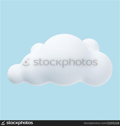 3d realistic simple clouds isolated on blue background. Render soft round cartoon fluffy clouds icon in the sky. Vector illustration. 3d realistic simple clouds