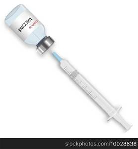 3d realistic Syringe with needle and vaccination vial, Vaccine injection vector illustration. 3d realistic Syringe with needle and vaccination vial, Vaccine i for your design