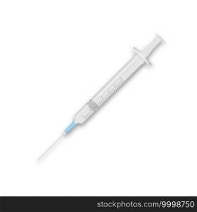 3d realistic Syringe with needle, Vaccine injection vector illustration. 3d realistic Syringe with needle, Vaccine injection illustration for your design