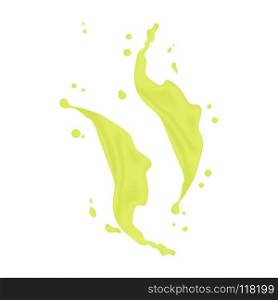 3d realistic twisted lemon juice splash with drops. Isolated coc. 3d realistic twisted lemon juice splash with drops. Isolated cocoa yogurt caramel cream surfing wave on white background. Product package design. EPS10 Vector