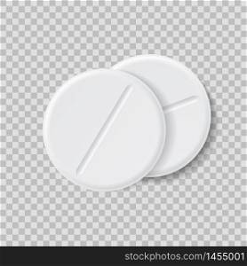 3d realistic white medical pill or tablet on isolated background. Two medical round pill in mockup style. Medical and healthcare concept.Pill for medicine. vector illustration eps10. 3d realistic white medical pill or tablet on isolated background. Two medical round pill in mockup style. Medical and healthcare concept.Pill for medicine. vector illustration