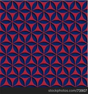 3d Red and Blue Seamless Abstract Geometric Pattern. Frame Border Wallpaper. Elegant Repeating Vector Ornament