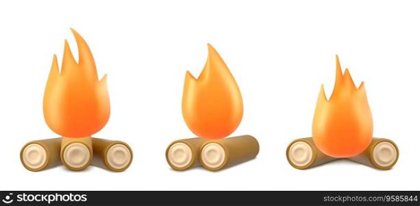 3d render hot fire vector emoticon illustration. Bonfire flame isolated png element. Heat burn energy power emblem. Warm forest adventure symbol collection. Flaming nature resource for game app. 3d render hot fire vector emoticon illustration