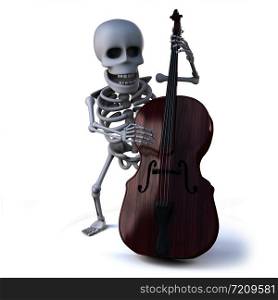 3d render of a skeleton playing a double bass