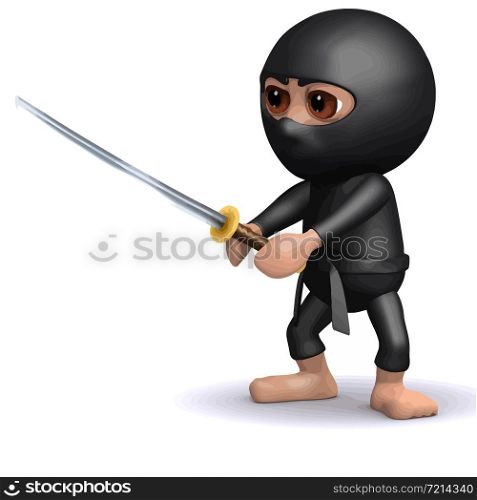 3d render of ninja holding katana