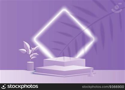3D render vector of purple abstract geometric background or texture. Bright pastel podium or pedestal backdrop. Blank minimal design concept. Stage for awards ceremony on website in modern