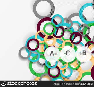 3d rings on grey. Geometrical modern abstract background. 3d rings on grey. Geometrical modern abstract background. Vector template background for print workflow layout, diagram, number options or web design banner