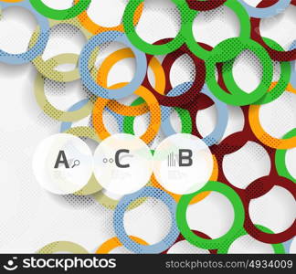 3d rings on grey. Geometrical modern abstract background. 3d rings on grey. Geometrical modern abstract background. Vector template background for print workflow layout, diagram, number options or web design banner