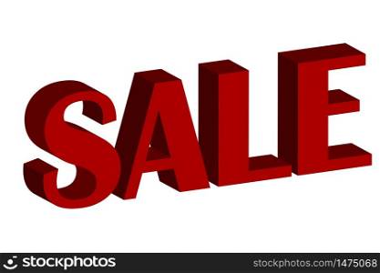 3d sale banner vector. Red text, letter, words about discount and prices. Illustration of discounts, low prices, bargain shopping. Business proposal. Stock Photo.