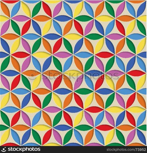 3d Seamless Abstract Geometric Pattern. Rainbow Tile Surface. Frame Border Wallpaper. Elegant Repeating Vector Ornament