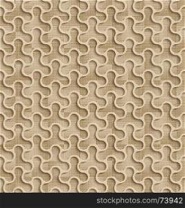 3d Seamless Web Geometric Pattern. Beige Background Of Forms Of A Spinner With Brown Dots In The Background. Frame Border Wallpaper. Elegant Repeating Vector Ornament